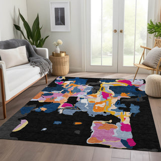 Piper Looms Mayfield Abstract AMF1028 Black Machine Washable Area Rug Lifestyle Image Feature