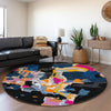 Piper Looms Mayfield Abstract AMF1028 Black Machine Washable Area Rug Round Lifestyle Image Feature