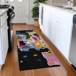Piper Looms Mayfield Abstract AMF1028 Black Machine Washable Area Rug Runner Lifestyle Image Feature
