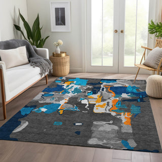 Piper Looms Mayfield Abstract AMF1028 Charcoal Machine Washable Area Rug Lifestyle Image Feature