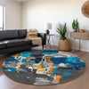 Piper Looms Mayfield Abstract AMF1028 Charcoal Machine Washable Area Rug Round Lifestyle Image Feature