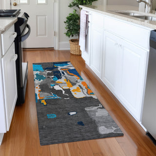 Piper Looms Mayfield Abstract AMF1028 Charcoal Machine Washable Area Rug Runner Lifestyle Image Feature