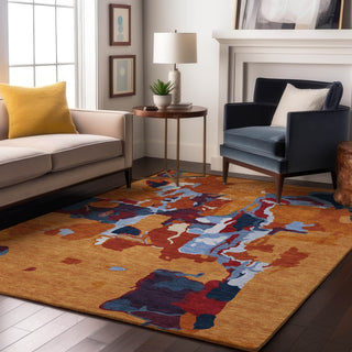 Piper Looms Mayfield Abstract AMF1028 Copper Machine Washable Area Rug Lifestyle Image Feature