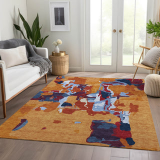 Piper Looms Mayfield Abstract AMF1028 Copper Machine Washable Area Rug Lifestyle Image Feature