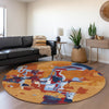 Piper Looms Mayfield Abstract AMF1028 Copper Machine Washable Area Rug Round Lifestyle Image Feature