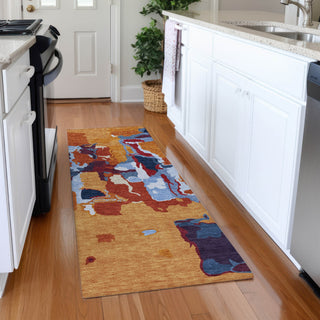 Piper Looms Mayfield Abstract AMF1028 Copper Machine Washable Area Rug Runner Lifestyle Image Feature