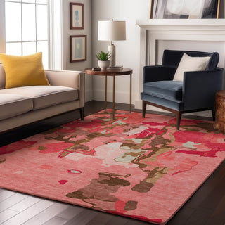 Piper Looms Mayfield Abstract AMF1028 Coral Machine Washable Area Rug Lifestyle Image Feature