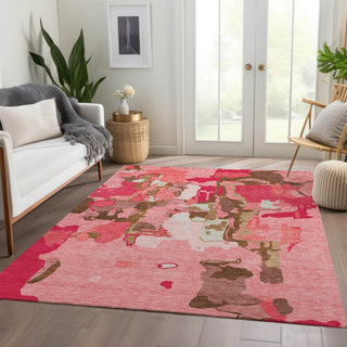 Piper Looms Mayfield Abstract AMF1028 Coral Machine Washable Area Rug Lifestyle Image Feature