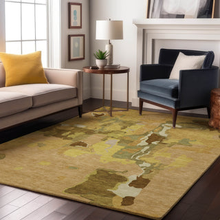 Piper Looms Mayfield Abstract AMF1028 Gold Machine Washable Area Rug Lifestyle Image Feature