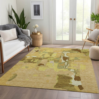 Piper Looms Mayfield Abstract AMF1028 Gold Machine Washable Area Rug Lifestyle Image Feature