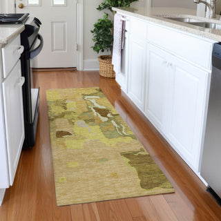 Piper Looms Mayfield Abstract AMF1028 Gold Machine Washable Area Rug Runner Lifestyle Image Feature