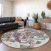 Piper Looms Mayfield Abstract AMF1028 Gray Machine Washable Area Rug Round Lifestyle Image Feature