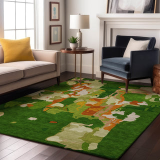 Piper Looms Mayfield Abstract AMF1028 Green Machine Washable Area Rug Lifestyle Image Feature