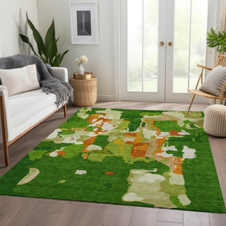 Piper Looms Mayfield Abstract AMF1028 Green Machine Washable Area Rug Lifestyle Image Feature
