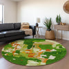 Piper Looms Mayfield Abstract AMF1028 Green Machine Washable Area Rug Round Lifestyle Image Feature