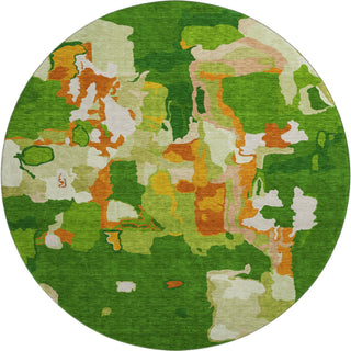 Piper Looms Mayfield Abstract AMF1028 Green Machine Washable Area Rug Round Main Image