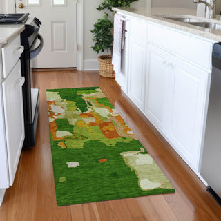 Piper Looms Mayfield Abstract AMF1028 Green Machine Washable Area Rug Runner Lifestyle Image Feature
