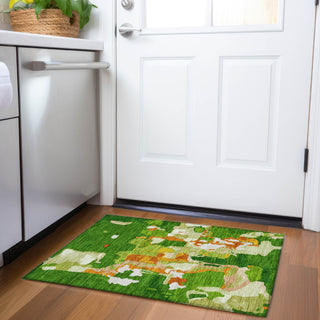 Piper Looms Mayfield Abstract AMF1028 Green Machine Washable Area Rug Scatter Lifestyle Image Feature