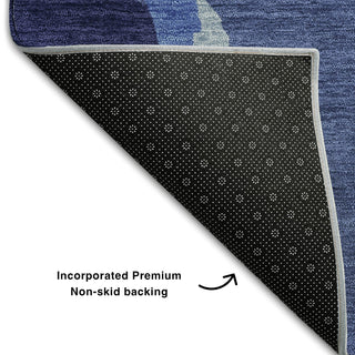Piper Looms Mayfield Abstract AMF1028 Navy Machine Washable Area Rug Backing Image