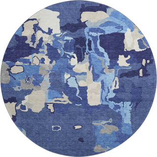 Piper Looms Mayfield Abstract AMF1028 Navy Machine Washable Area Rug Round Main Image