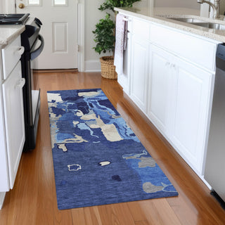 Piper Looms Mayfield Abstract AMF1028 Navy Machine Washable Area Rug Runner Lifestyle Image Feature