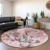 Piper Looms Mayfield Abstract AMF1028 Pink Machine Washable Area Rug Round Lifestyle Image Feature