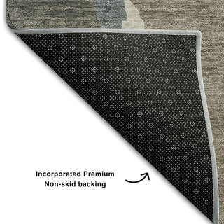 Piper Looms Mayfield Abstract AMF1028 Taupe Machine Washable Area Rug Backing Image