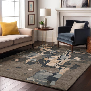 Piper Looms Mayfield Abstract AMF1028 Taupe Machine Washable Area Rug Lifestyle Image Feature