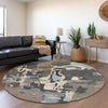 Piper Looms Mayfield Abstract AMF1028 Taupe Machine Washable Area Rug Round Lifestyle Image Feature