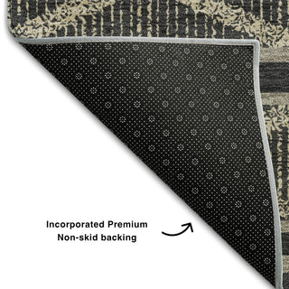 Piper Looms Mayfield Geometric AMF1029 Black Machine Washable Area Rug Backing Image