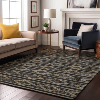 Piper Looms Mayfield Geometric AMF1029 Black Machine Washable Area Rug Lifestyle Image Feature
