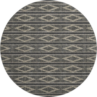 Piper Looms Mayfield Geometric AMF1029 Black Machine Washable Area Rug Round Main Image