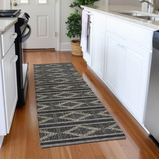 Piper Looms Mayfield Geometric AMF1029 Black Machine Washable Area Rug Runner Lifestyle Image Feature