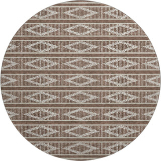 Piper Looms Mayfield Geometric AMF1029 Brown Machine Washable Area Rug Round Main Image