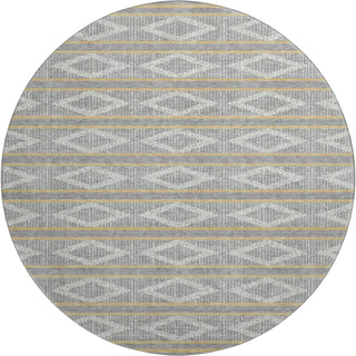 Piper Looms Mayfield Geometric AMF1029 Gray Machine Washable Area Rug Round Main Image