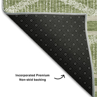 Piper Looms Mayfield Geometric AMF1029 Green Machine Washable Area Rug Backing Image