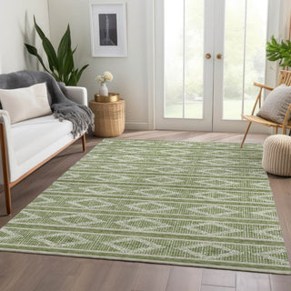 Piper Looms Mayfield Geometric AMF1029 Green Machine Washable Area Rug Lifestyle Image Feature