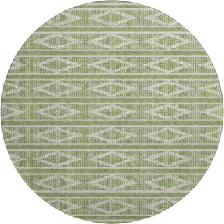 Piper Looms Mayfield Geometric AMF1029 Green Machine Washable Area Rug Round Main Image
