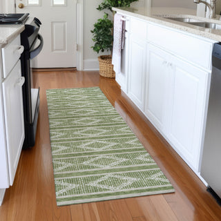 Piper Looms Mayfield Geometric AMF1029 Green Machine Washable Area Rug Runner Lifestyle Image Feature