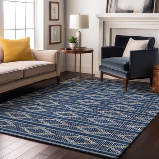 Piper Looms Mayfield Geometric AMF1029 Navy Machine Washable Area Rug Lifestyle Image Feature