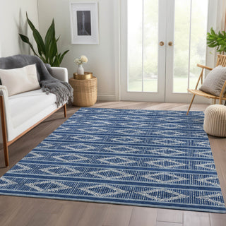 Piper Looms Mayfield Geometric AMF1029 Navy Machine Washable Area Rug Lifestyle Image Feature