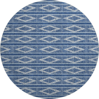 Piper Looms Mayfield Geometric AMF1029 Navy Machine Washable Area Rug Round Main Image