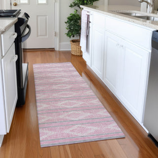 Piper Looms Mayfield Geometric AMF1029 Pink Machine Washable Area Rug Runner Lifestyle Image Feature