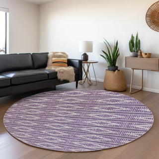 Piper Looms Mayfield Geometric AMF1029 Purple Machine Washable Area Rug Round Lifestyle Image Feature