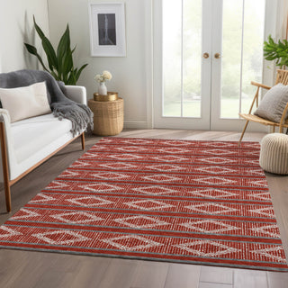 Piper Looms Mayfield Geometric AMF1029 Red Machine Washable Area Rug Lifestyle Image Feature