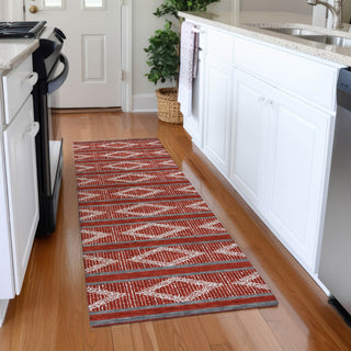 Piper Looms Mayfield Geometric AMF1029 Red Machine Washable Area Rug Runner Lifestyle Image Feature