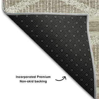 Piper Looms Mayfield Geometric AMF1029 Taupe Machine Washable Area Rug Backing Image
