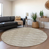 Piper Looms Mayfield Geometric AMF1029 Taupe Machine Washable Area Rug Round Lifestyle Image Feature