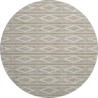 Piper Looms Mayfield Geometric AMF1029 Taupe Machine Washable Area Rug Round Main Image