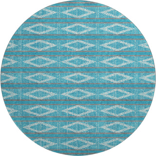 Piper Looms Mayfield Geometric AMF1029 Teal Machine Washable Area Rug Round Main Image